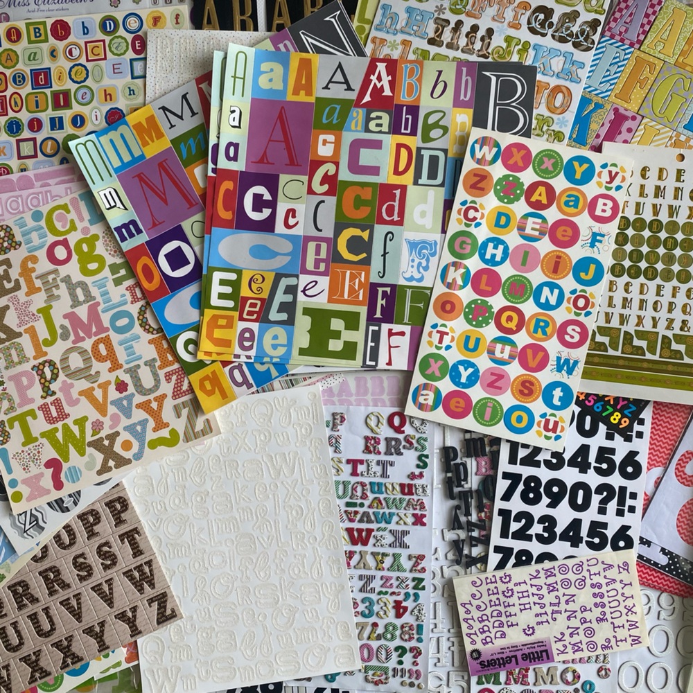 Huge Lot Alphabet ABC & No. Sticker Sheets 100+ Craft Room De-Stash 5+ pounds